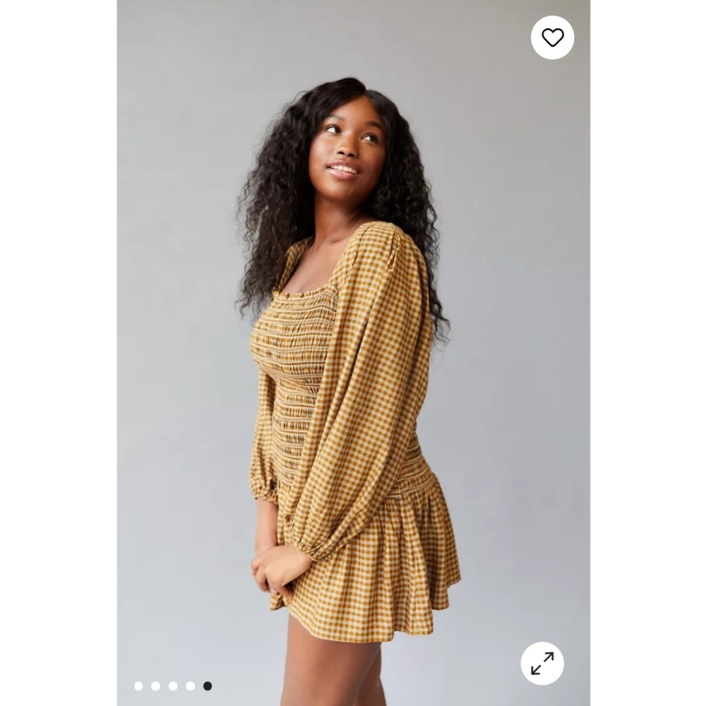 UO Francis Smocked Long Sleeve Mini Dress size M - Picture 1 of 7
